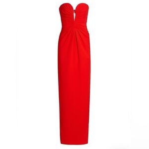 $5875 Oscar De La Renta Ruched Strapless Elegant Red Evening Gown NWT